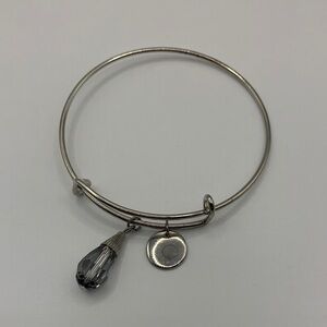 Silver-tone Bangle with Tear drop-shaped Charm